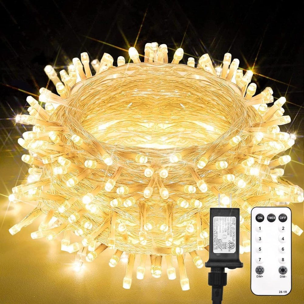 suddus String Lights Indoor Plug in 100 LED Christmas Lights Warm White