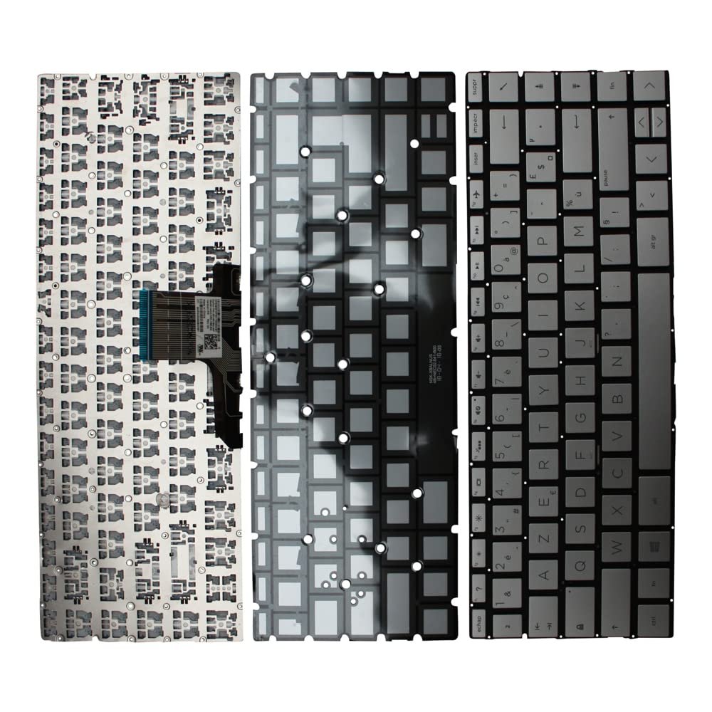 Power4Laptops French Layout Backlit Silver Replacement Laptop Keyboard Compatible with HP Pavilion 13-an0000nx