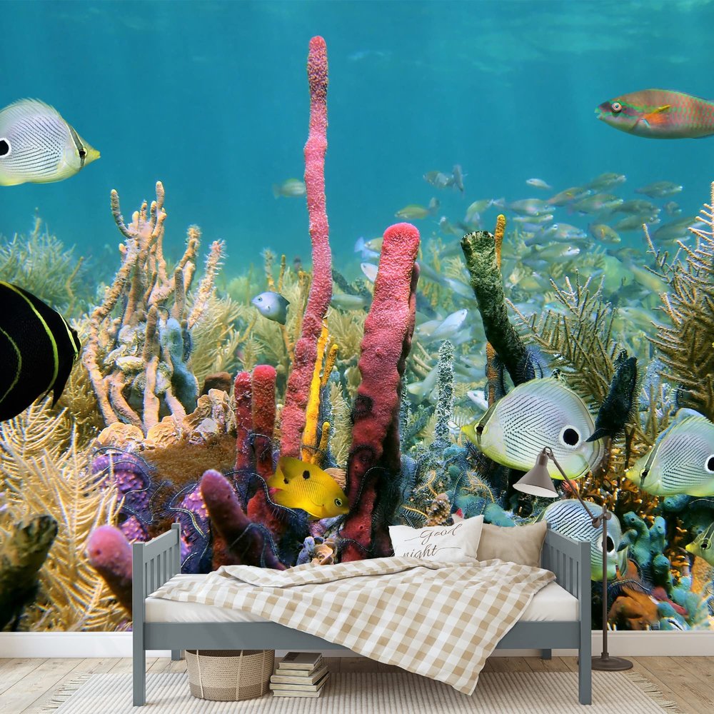SIGNWIN Wall Mural Under The Sea Fish Removable Self-Adhesive Wallpaper Wall Decoration for Bedroom Living Room - 100x144 inches