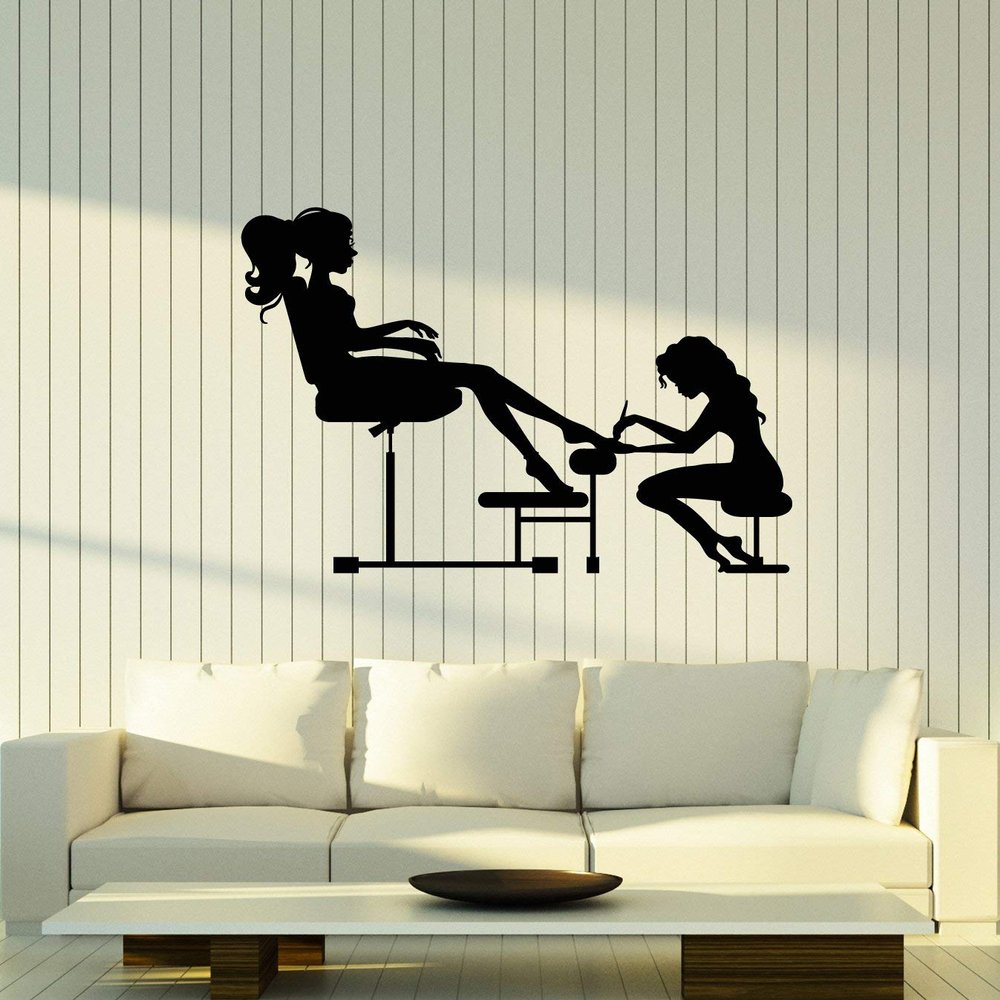 Vinyl Wall Decal Manicure Pedicure Nail Extension Beauty Studio Stickers Mural Large Decor (g4047) Black
