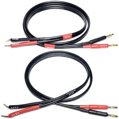 CNCESS CESS-119-3f Banana Plug to Pin Type Plug 12AWG 680 Strand Count Super Soft Silicone Wire Speaker Cable, 2-Channel (3 Feet)