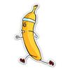 Banana Running Funny Cartoon - 7" Vinyl Sticker - for Car Laptop I-Pad - Waterproof Decal view 1