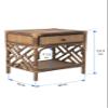 KOUBOO Rattan Bedside Table  Chippendale Design Nightstand Table for Living Room | Boho Table with One Drawer, Mid-Century, Modern Accent Table with Storage for Bedroom Furniture, Antique Brown view 3