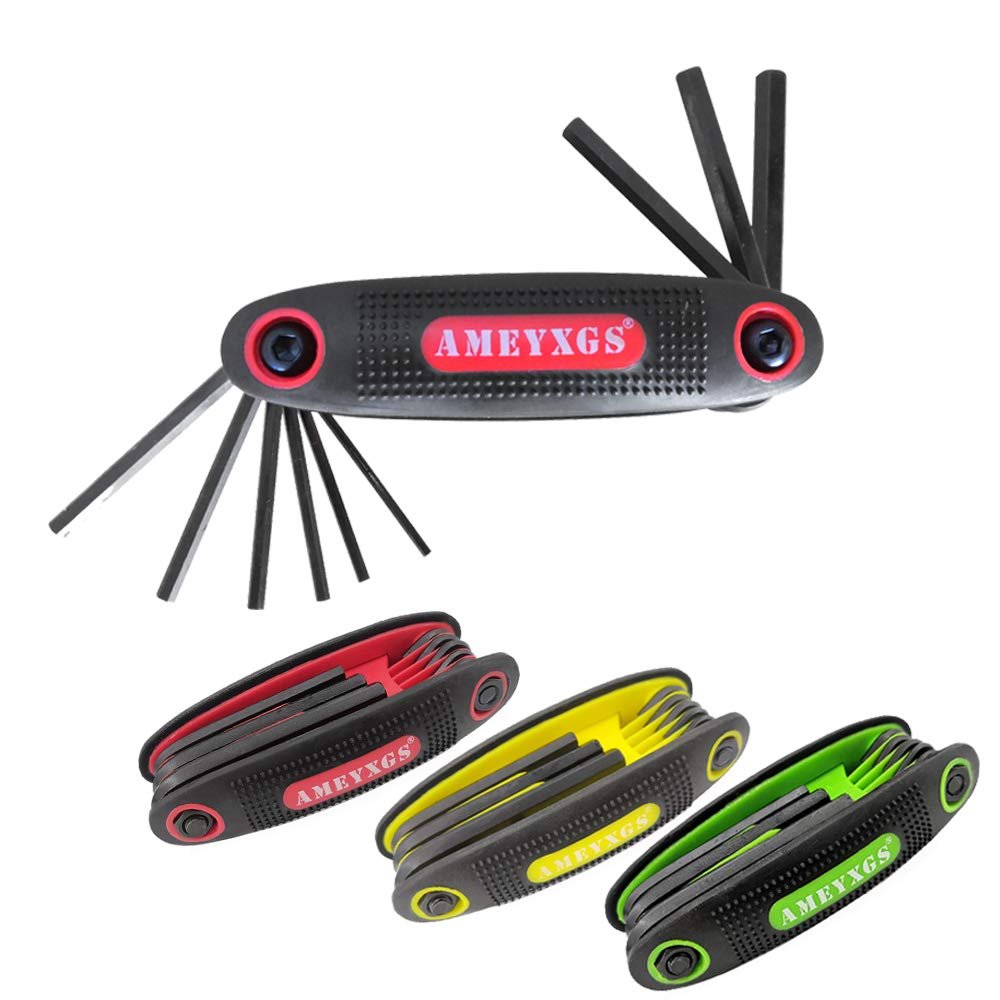 ZSHJGJR Archery Multi-Function Wrench Set Tool Portable Folding Allen Wrench Set 9 in 1 Hex Wrench Set (Red)