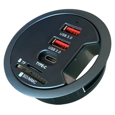 Grommet Desk-Fit USB 3.0 Hub (Diameter 2.36" or 60MM) 2 Port Type-A and 1 Port Type-C with SD/TF Card Reader,Compatible Charging and Data Transmission,