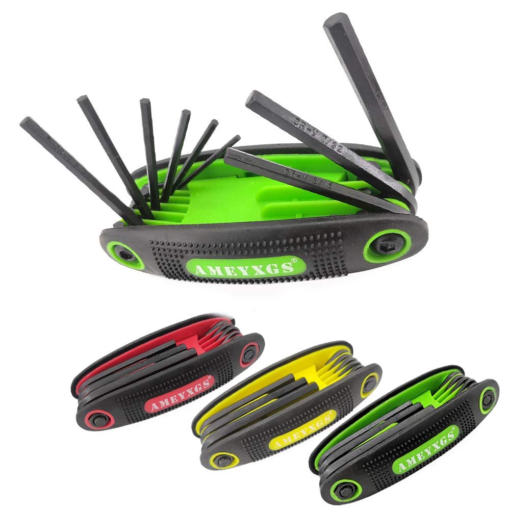 ZSHJGJR Archery Multi-Function Wrench Set Tool Portable Folding Allen Wrench Set 9 in 1 Hex Wrench Set (Green)