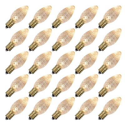 Vickerman 647059-0.96 watt 120 Volt C7 Candelabra Screw (E12) Warm White Faceted LED Light Bulb (25 Pack) Christmas Light Bulbs (XLEDC7S-25)