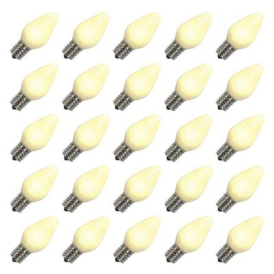 Vickerman 647769-0.96 watt 130 volt C7 Candelabra Screw (E12) Warm White LED Light Bulb (25 Pack) Christmas Light Bulbs (XLEDSC71-25)