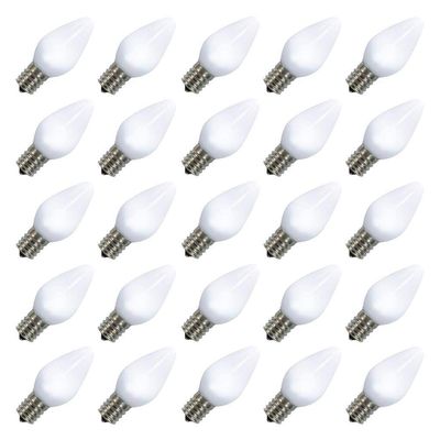 Vickerman 647974-0.96 watt 130 volt C7 Pure White Twinkle LED Light Bulb (25 Pack) Christmas Light Bulbs (XLEDSC7PT-25)