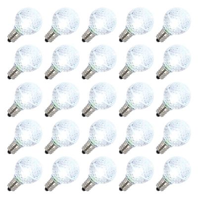 Vickerman 300572 - G30 Candelabra Screw (E12) Base Cool White LED Faceted (25 pack) Christmas Light Bulbs (XLEDG35-25)