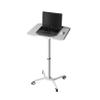Rolling Laptop Cart or Standing Desk, Pneumatic Height Adjustable Tilt Top Rolling Desk with Wheels, Large Surface, Portable Laptop Stand or Podium, White view 1