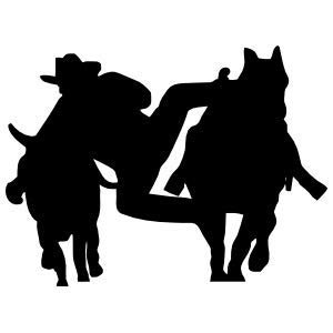 Cowboy Rodeo Bull Dogging - Pack of 4 - StickerVinyl Waterproof Sticker Decal Car Laptop Wall Window Bumper Sticker