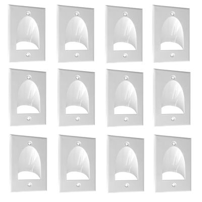 BestMounts - 12 Pack Inner Nose Behind Wall Cable Management TV Cord Hider for Wall Mounted TV - Single Gang Low Voltage Recessed Wall Plates Cable Pass Through for Wires, HDTV, HDMI (White)
