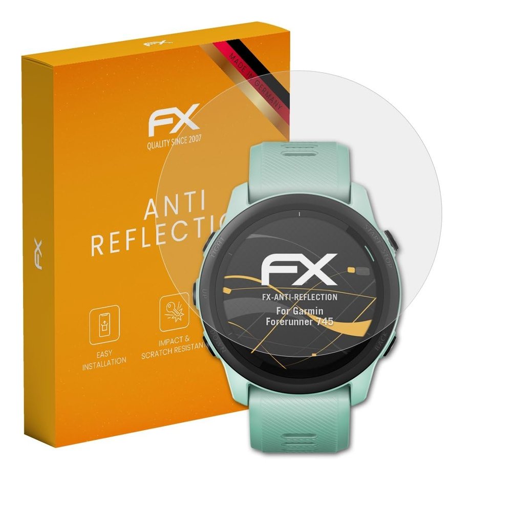 atFoliX Screen Protector compatible with Garmin Forerunner 745 Screen Protection Film, anti-reflective and shock-absorbing FX Protector Film (3X)