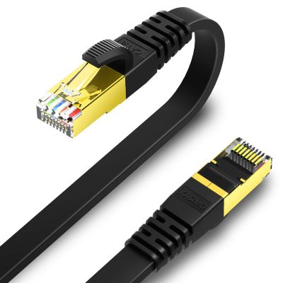 KASIMO Cat 8 Flat Ethernet Cable 6 ft, Cat8 High Speed Flat Internet Network LAN Cable 40Gbps 2000MHz SSTP Network Patch Cord with Gold Plated RJ45 Connector (6ft)