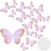 16 Pcs Feather 3D Butterfly Wall Decals Gold Glitter Butterfly Wall Art Mural Stickers Removable for Home Office Wedding Party Balloons Cake Flower Bedroom Bathroom Living Room Decor(Light Purple) view 1