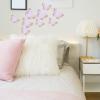 16 Pcs Feather 3D Butterfly Wall Decals Gold Glitter Butterfly Wall Art Mural Stickers Removable for Home Office Wedding Party Balloons Cake Flower Bedroom Bathroom Living Room Decor(Light Purple) view 4