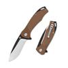 QSP Raven Folding Pocket Knife, 3.37" D2 Black Satin Blade EDC Knife, Brown G10 Handle, Liner Lock, Ceramic Ball Bearings, SS Deep Carry Clip view 1