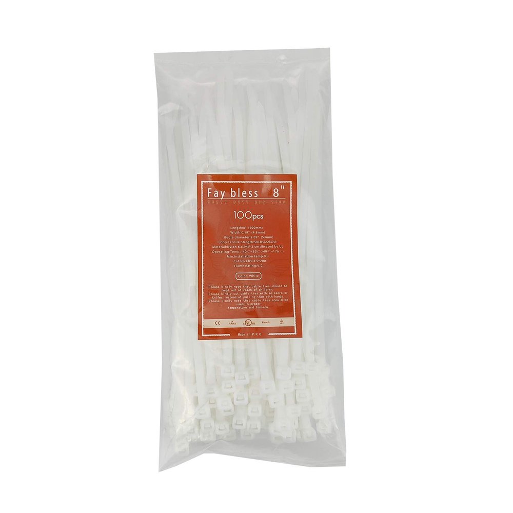 Zip TIes (8" 100pcs white)
