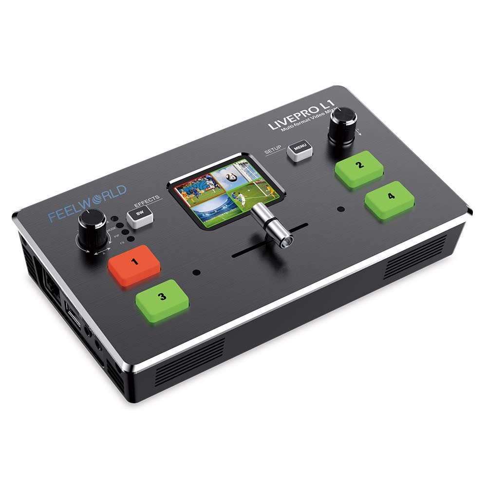FEELWORLD LIVEPRO L1 4 x HDMI Inputs Multi Format Video Mixer Switcher USB 3.0 Output Real Time Live Streaming Multi Camera Production