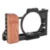 Camera Rig Cage for ZV1 Camera, Vlogging Video Stabilizer Cage Frame with Wooden Handle Grip, with 1/4in & 3/8in Screw Hole and Cold Shoe Base view 1