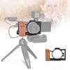 Camera Rig Cage for ZV1 Camera, Vlogging Video Stabilizer Cage Frame with Wooden Handle Grip, with 1/4in & 3/8in Screw Hole and Cold Shoe Base view 2