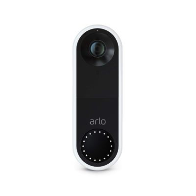Arlo Essential Wired Video Doorbell - HD Video, 180 degrees View, Night Vision, 2 Way Audio, Direct to Wi-Fi No Hub Needed, Wired, White (Renewed)