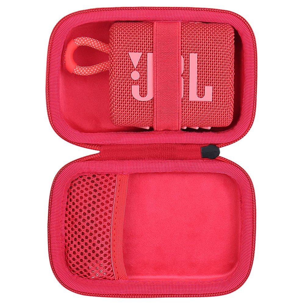 co2CREA Hard Carrying Case Replacement for JBL Go 4 Go3 Go 3 Eco Portable Speaker (Black Case + Inside Red)