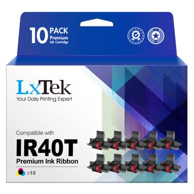 LxTek Calculator Roller Ribbons Replacement for IR40T IR-40T CP13 MP-12D to use with Sharp EL-1750V, EL-1801V HR-100TM,HR-170RC, P23-dhv CP13 (Black and Red, 10-Pack, Individually Sealed)
