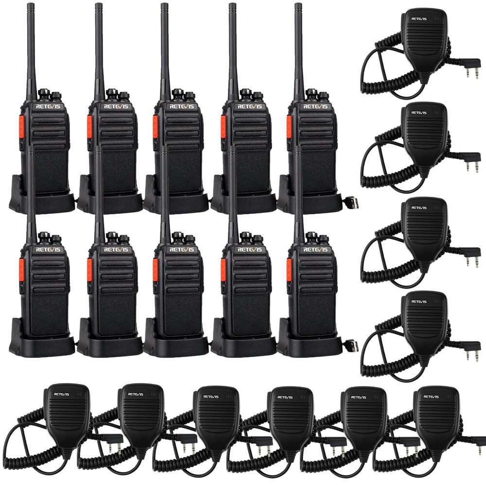 Retevis H-777S Long Range Walkie Talkies with Shoulder Mic,2 Way Radios for Adults,Durable Two Way Radio,VOX Hands Free,Security Church School Business (10 Pack)
