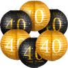Blulu 6 Pcs Birthday Party Decorations Hanging Paper Lanterns Black Gold Glittery Anniversary Sign Decorations for Men Women Teen Birthday Party Supplies view 1