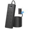 25 Ft Extension Cord ETL, NTONPOWER Power Strip with 10 AC Spaced Outlets 2 USB Ports, 1875W/15A Overload Protection, Wall Mountable for Indoor, Home, Office or Garage, Black view 1