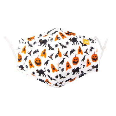 Spring Notion Reusable Washable Halloween Day of the Dead Cotton Cloth Face Mask for Adults and Kids Black Cat Pumpkin L