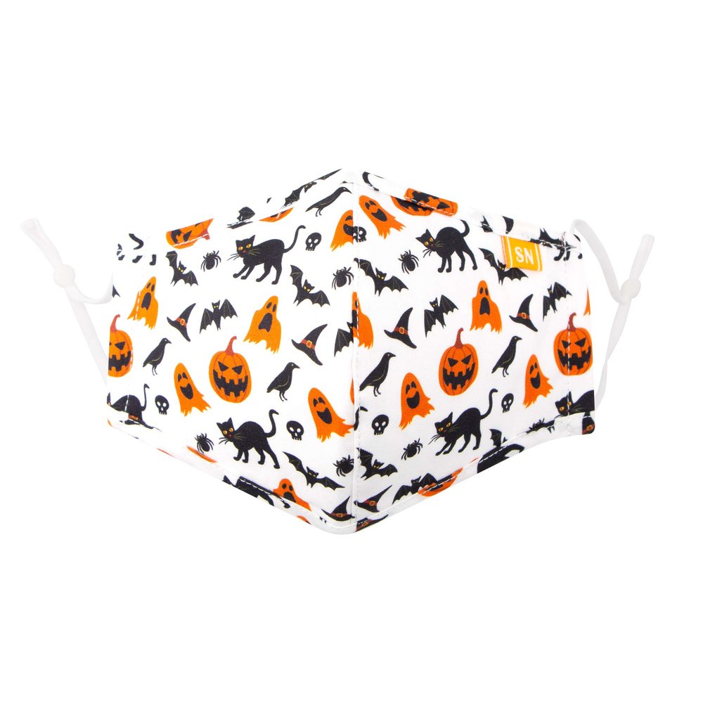 Spring Notion Reusable Washable Halloween Day of the Dead Cotton Cloth Face Mask for Adults and Kids Black Cat Pumpkin L