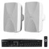 Rockville WET-7020W Bundle: (2) 5.25 in 70V Commercial Indoor/Outdoor Wall Speakers White, RCS80-1 60 Watt 70V Bluetooth Amplifier Receiver for Restaurant and Business Audio, 3-Items view 1