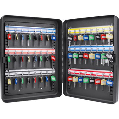 Barska 48-Position Key Cabinet Lock Box with Combination Lock  Adjustable Numbered Hooks, Color-Coded Key Tags, Wall Mount Steel Organizer for Home or Office