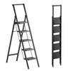 GameGem 5 Step Ladder Folding Step Stool Stepladders with Anti-Slip and Wide Pedal for Home and Kitchen Use Space Saving (Black) view 1