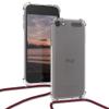 kwmobile Crossbody Case Compatible with Apple iPod Touch 6G / 7G (6th and 7th Generation) - Transparent TPU Cover w/Neck Strap - Transparent/Dark Red view 4