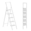 GameGem 5 Step Ladder for 10 Feet High Ceiling, Folding Step Stool Stepladders with Anti-Slip and Wide Pedal for Home and Kitchen Use Space Saving (White) view 1
