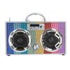 Wireless Express - Mini Boombox with LED Speakers Retro Bluetooth Speaker w/Enhanced FM Radio - Perfect for Home and Outdoor (Rainbow Bling) view 1