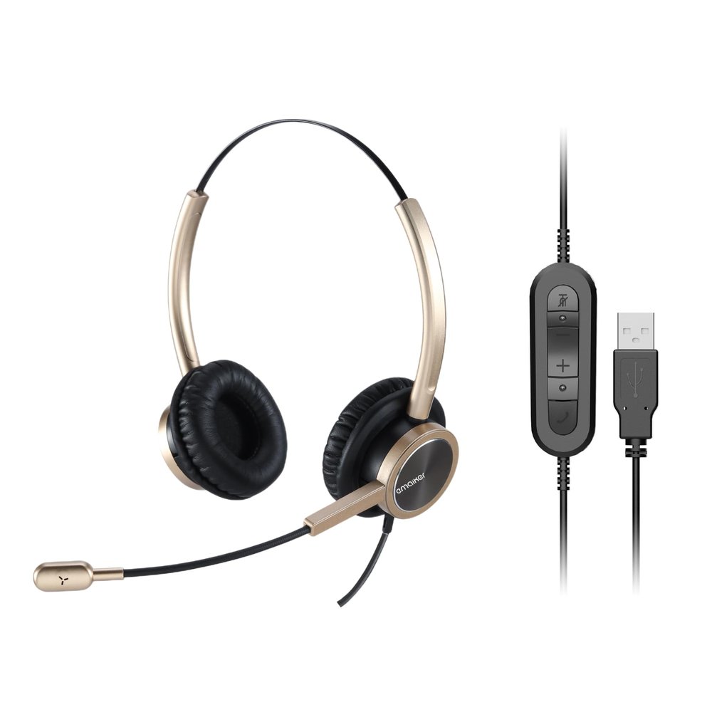 Wired USB Headset with Noise-Canceling Microphone for PC, Lightweight Office USB Headphones for Call Center Office Remote Work, for Teams Zoom WebEx Calls, E-Learning & Dictation, Long Cable 7.7ft
