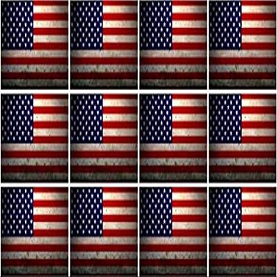 (x12) 2" American Grunge Flag US USA United States Hard Hat Helmet 3M Reflective Sticker RH