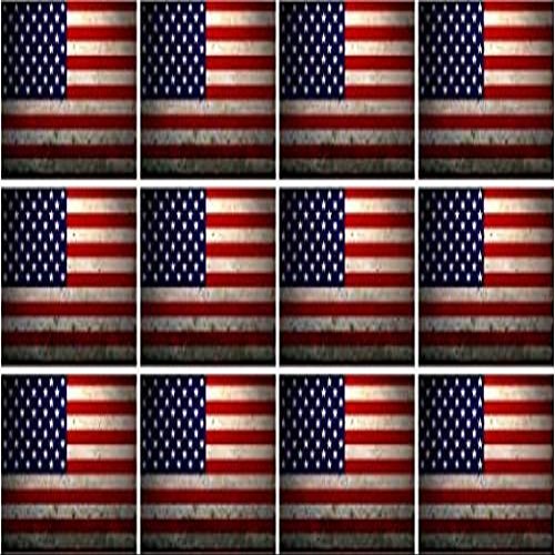(x12) 2" American Grunge Flag US USA United States Hard Hat Helmet 3M Reflective Sticker RH