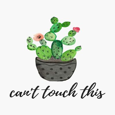 Can't Touch This, Watercolor Cactus Sticker - Sticker Graphic -Stickers for Hydroflask Water Bottles Laptop Computer Skateboard, Waterproof Decal Stickers