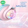 iClever Cat Ear Kids Bluetooth Headphones, LED Lights Up, 74/85dBA Safe Volume Limited, 50H Playtime,Bluetooth 5.2, USB C, Kids Headphones Wireless for Travel iPad Tablet, Meow Macaron Pink view 2