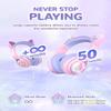 iClever Cat Ear Kids Bluetooth Headphones, LED Lights Up, 74/85dBA Safe Volume Limited, 50H Playtime,Bluetooth 5.2, USB C,Kids Headphones Wireless Over Ear for Travel iPad Tablet, Meow Macaron-Purple view 4