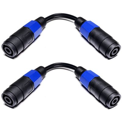 CNCESS CESS-124 Speakon Female to Female Connector Jack 2 Pole Straight Coupler Cable for Speaker/Amp, 2 Pack