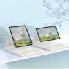GOOVEN Keyboard Case for iPad 9th 8th 7th Gen 10.2 inch with Mouse 360 Rotating Multi-Angle Stand Magnetic Detachable Bluetooth Keyboard Clear Back Cover,Yellow BlueSquare Key view 2