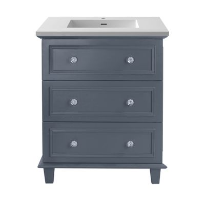 Laviva Luna - 30 - Maple Grey Cabinet Matte White Viva Stone Solid Surface Countertop