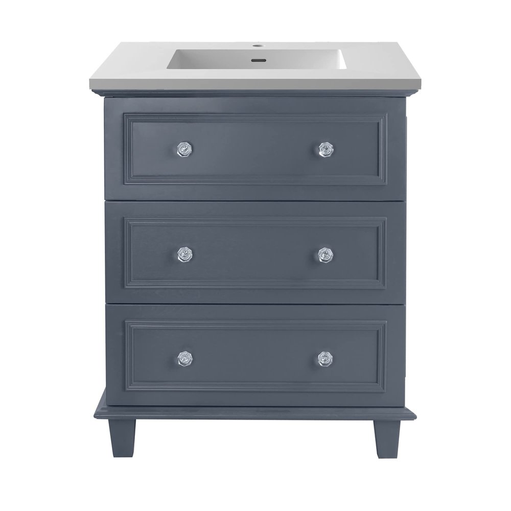 Laviva Luna - 30 - Maple Grey Cabinet Matte White Viva Stone Solid Surface Countertop